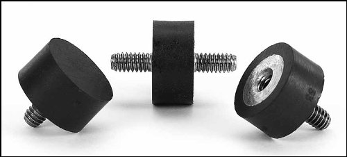 Rubber Vibration Dampening Mounts, #6-32 x .25L Double Threaded Mounts, .43OD x .4L Rubber