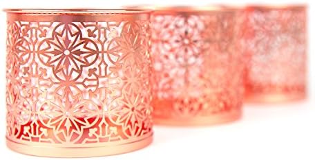 Emotive Light Metal Tealight Candle Holders, Set of 3, Copper Color