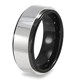 Black Ceramic Ring with Polished Tungsten Carbide Inlay (8.0mm)