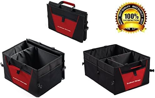 TRUNK CARGO ORGANIZER - Multi Compartment Heavy Duty Construction for everyday use for your Car, SUV, Truck, Minivan, Home - Multipurpose and Foldable for easy storage with