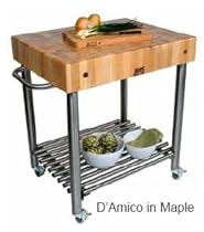 Hot Sale Stainless Steel Mobile Kitchen Cart with 5" Thick Maple Butcher Block