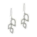 Elegant Sterling Silver .925 Simulated Diamond cz Leaf Hook Dangle Bridal Earrings Wedding Bridesmaids Gift