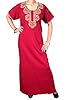 Womans Caftan Kaftan Neck Embroidered Red Long Night Wear Nighty Dress Xxl