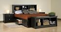 Prepac Sonoma Black Queen Storage Headboard