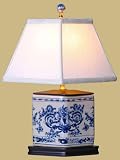 Unique Asian Design Lighting - 16" Blue & White Vase Oriental Style Fine Table Lamp