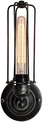 WestMenLights Industrial Iron Tubular Cage 1 Light Wall Sconce, Black
