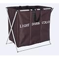 Wenko 3440013100 W�schesammler Trio - 3 W�sche-Kammern, Polyester, Aluminium, 63 x 57 x 38 cm, dunkelbraun