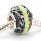 Murano Style Glass Lampwork Bead Fits Pandora Black With Confetti 13mm (1)