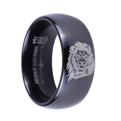 THREE KEYS JEWELRYMens 8mm Blue Silver Black Tungsten Ring Tungsten Wedding Bands for Men Fashion Engagement Rings Matte Finish Centre Groove