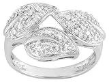 DIAMOND ACCENT PLATINUM OVER STERLING SILVER LEAF DESIGN RING