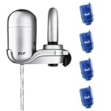 PUR 3-Stage Vertical Faucet Mount in Chrome FM-3700B + 4 Replacement Filters BONUS PACK