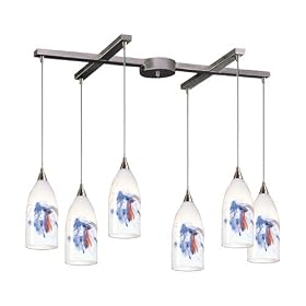 Verona - 6 Light Kitchen Island Pendant Track Lighting Fixture - Brushed Nickel - Blue... by Elk