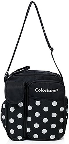 Mengma Fashion Large Capacity Flower Printing Waterproof Nappy Bag Maternity Nursing Bag Mothers Insulating Shoulder Bag black dot