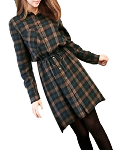 cmy select マドラス チェック柄 ワンピース 清楚 フレア ショート丈 aライン 長袖