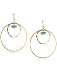 Devon Leigh Double Gold Dipped Circle with Turquoise in 24K Gold Foil Earrings