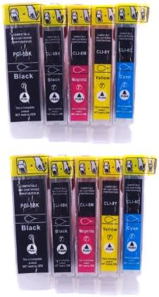 Compatible Ink Cartridge Replacement for Canon PGI-5 &amp; CLI-8 (2 Large Black, 2 Small Black, 2 Cyan, 2 Magenta, 2 Yellow, 10-Pack)