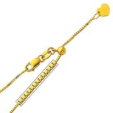 14K Yellow Gold 0.9mm Box Link Length Adjustable Chain Necklace with Lobster Claw Clasp - 20