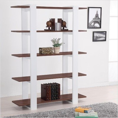 Ellise Bookcase/Display Stand in Matte Walnut and White
