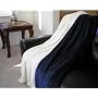 Super Soft Queen Faux Fur / Micro Fiber Blanket / Bedspread / Throw - Navy Blue