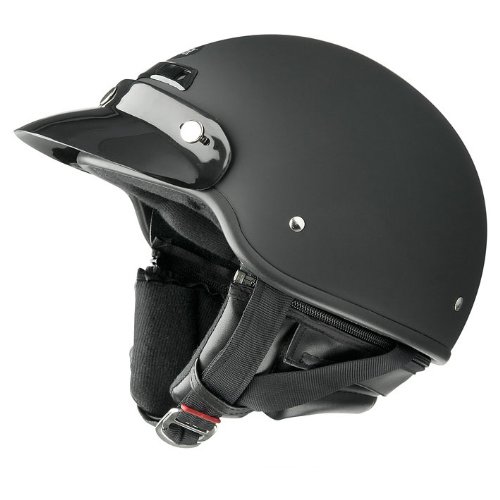 Raider Deluxe Half Helmet with (Gloss Black, X-Large)
