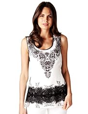 Per Una Placement Print Rear Crochet Tunic with Camisole