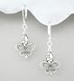 Fancy Fleur De Lis Antiqued Silver Dangle Earrings (00-2)