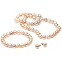 Sterling Silver Multi-Color 9.5-10mm Freshwater Cultured Pearl Necklace, Bracelet and Earring Set