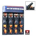 Premium-Grade Ratcheting Tie-Down Set - Four 1" X 15" - Soft Thumb Relase