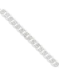 Sterling Silver 10.5mm Pave Curb Chain, Best Quality Free Gift Box Satisfaction Guaranteed