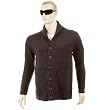 Thug or Angel Men's Jet Black collection, charcoal button up, showl collar knitted cardigan. JBLK3944.