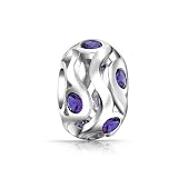 Bling Jewelry Sterling Silver Amethyst CZ February Birthstone Bead Compatible Pandora Chamilia Troll
