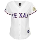 MLB Women's Texas Rangers Josh Hamilton Replica Jersey With World Series Patch Fall 2012 (White, Large)