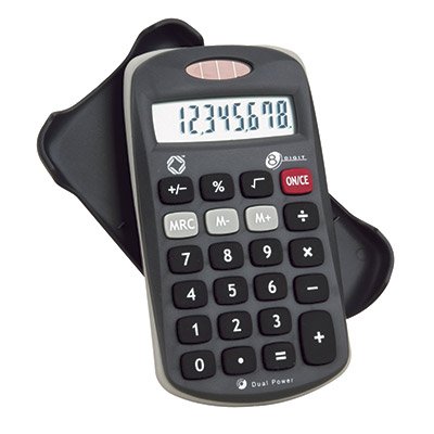 8-Digit Handheld Calculator with Hard Removable Cover, Solar/Battery Powered CEB95000