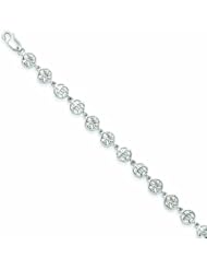 Genuine 14K White Gold Flower & Turtle Circles Bracelet 7.5 Inches 5 Grams Of Gold 100% Satisfaction Guaranteed.