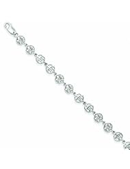 14K White Gold Flower & Turtle Circles Bracelet 7.5 Inches
