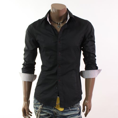 Herrenhemd Casual Style bunt kariert im Kragen 