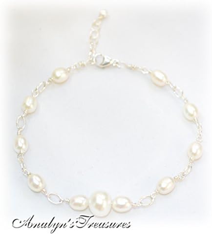 Fresh Water Pearl Bracelet, 925 Sterling Silver Pearl Bracelet, Sectional Pearl Bracelet, Fresh Water Pearl Sectional Bracelet, Bridesmaid