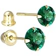 Solid 14KT Yellow Gold .47 Carat Cubic Zirconia MAY Birthstone Earrings