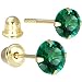 Solid 14KT Yellow Gold .47 Carat Cubic Zirconia MAY Birthstone Earrings