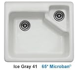 CorStone 11341 Ice Gray Quidnick Quidnick Single Bowl Self Rim Kitchen Sink with Disposal Chamber and 3 Faucet Holes 113