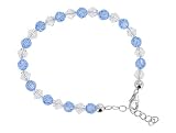 Sterling Silver Clear Blue Crystal adjustable Bracelet 7 to 8.5 inch Made with Swarovski Elements
