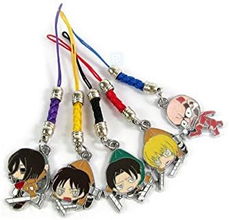 Lifewalker Canvas Attack on Titan Message Bag +5 Cute Figures Cell Phone Charms Set