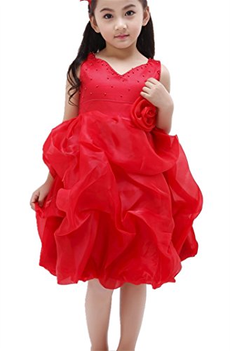 H.X Girl's Special Occasion Dress Wedding Gowns (3-4years, Red)