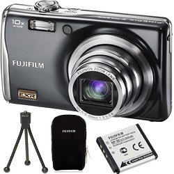 Fujifilm Finepix F70EXR 10MP Super CCD Digital Camera with 10x Optical Dual Image Stabilized Zoom and 2.7 inch LCD Holiday Bundle With Extra Battery , Custom Fuji Case and Tabletop Tripod