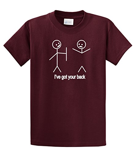 Funny T-Shirt Stick Figures I Got Your Back-maroon-medium