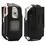 Black Fitted Lambskin Case with MicroSuede Lining & Ratcheting Belt Clip for Sony Ericsson W300i