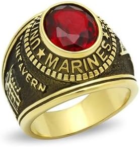 Jewel Hiphop Red Cubic Zirconia US Marines Heavy Mens Ring. Perfect Gift