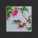 Susho, King Silk Art Handmade Silk Embroidery - A Pair of Goldfish in Peonies - Black Mat Unframed Medium Size 32003B