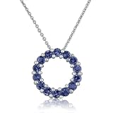 Tanzanite Circle Pendant set in Sterling Silver 18" Necklace (1.50ct tw)