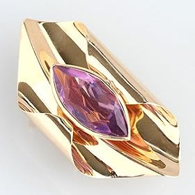 14K Yellow Gold 4.2 Carat Amethyst Pendant - OldCities Estate Jewelry by Amethyst Brooches